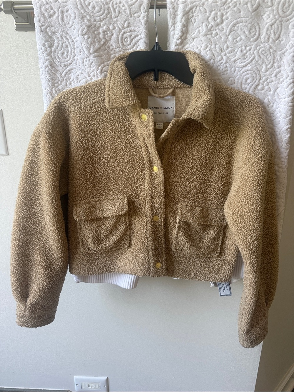 Janie and Jack 10/12 Teddy Sherpa Cropped Jacket in Camel